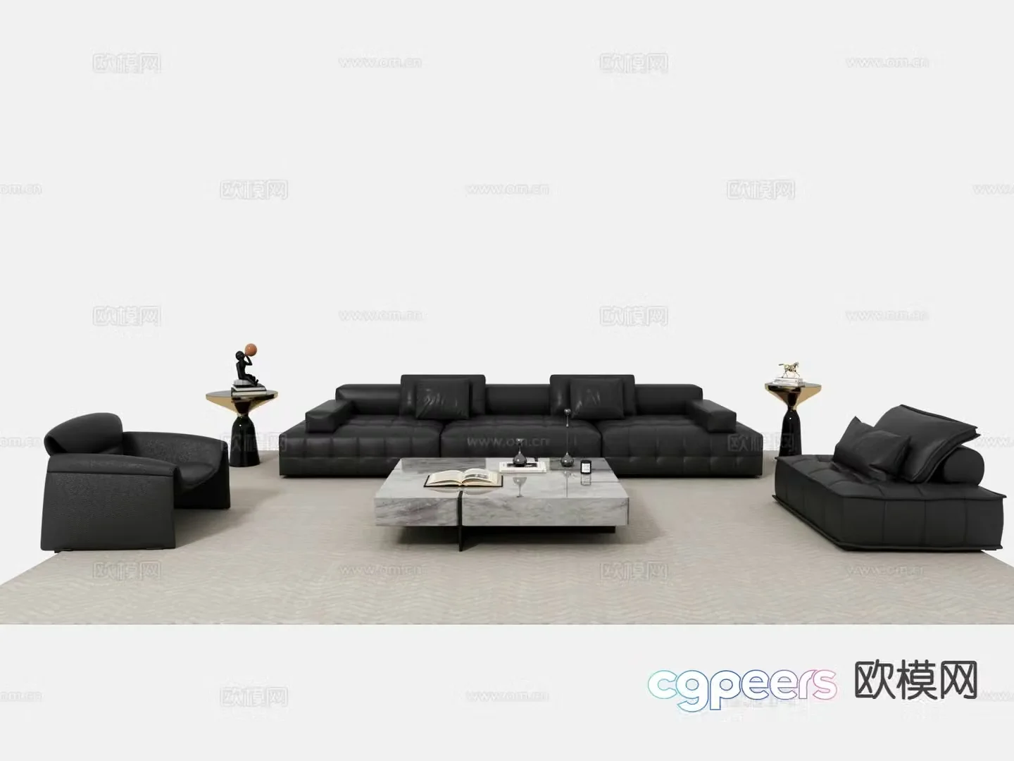 Italian leather sofa modular sofa 3d model