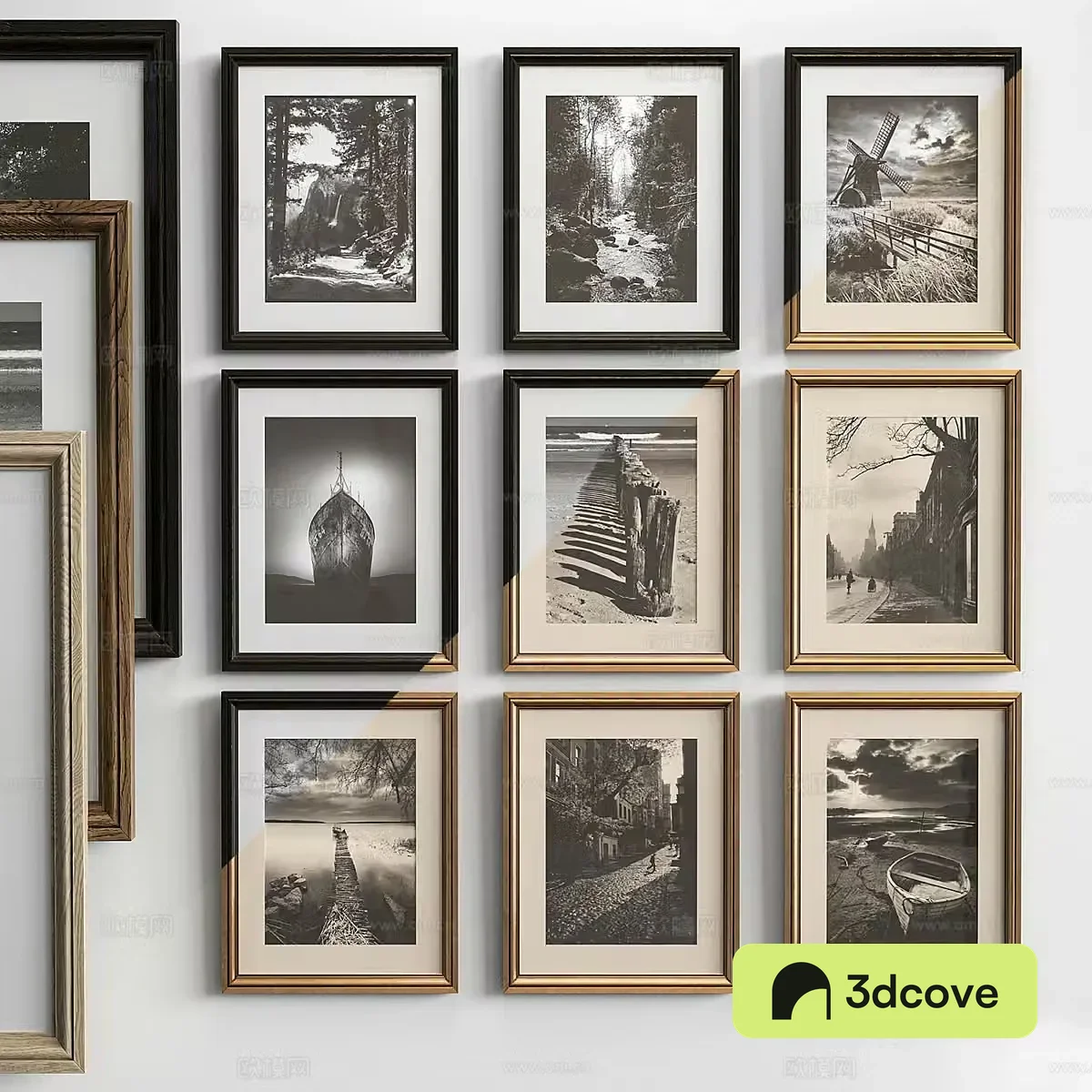 Modern photo painting black and white hanging painting combination abstract painting