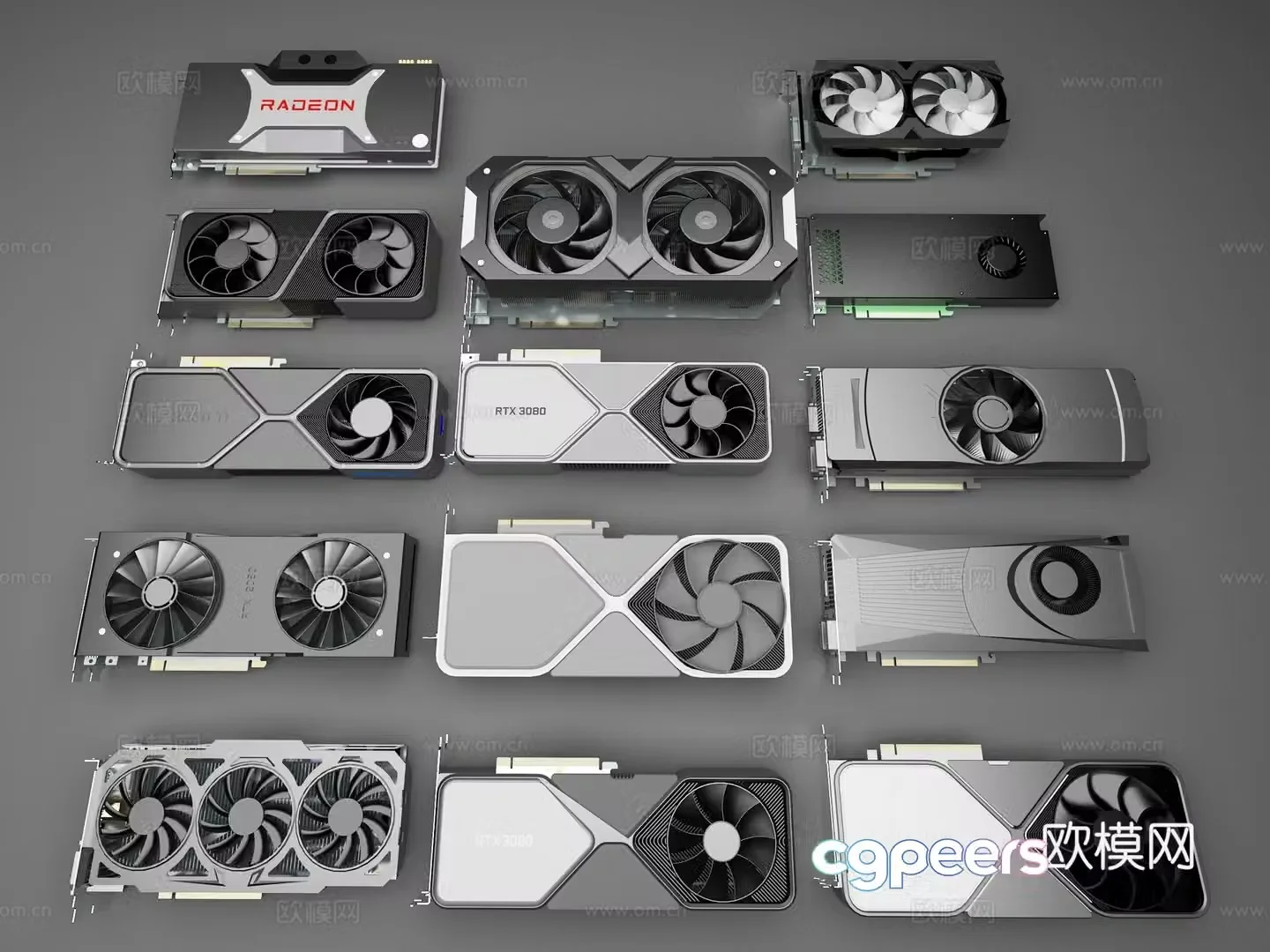 Computer graphics card GPU 3090 ASUS graphics card turbine graphics 3D model