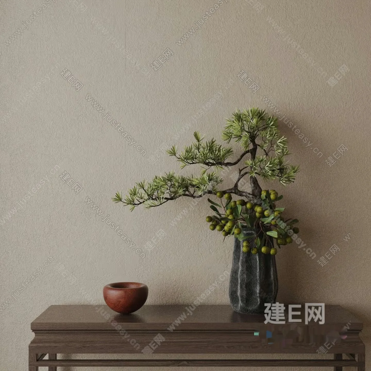 A Vase With A Plant 3D Model – 14045 – VRAY Render