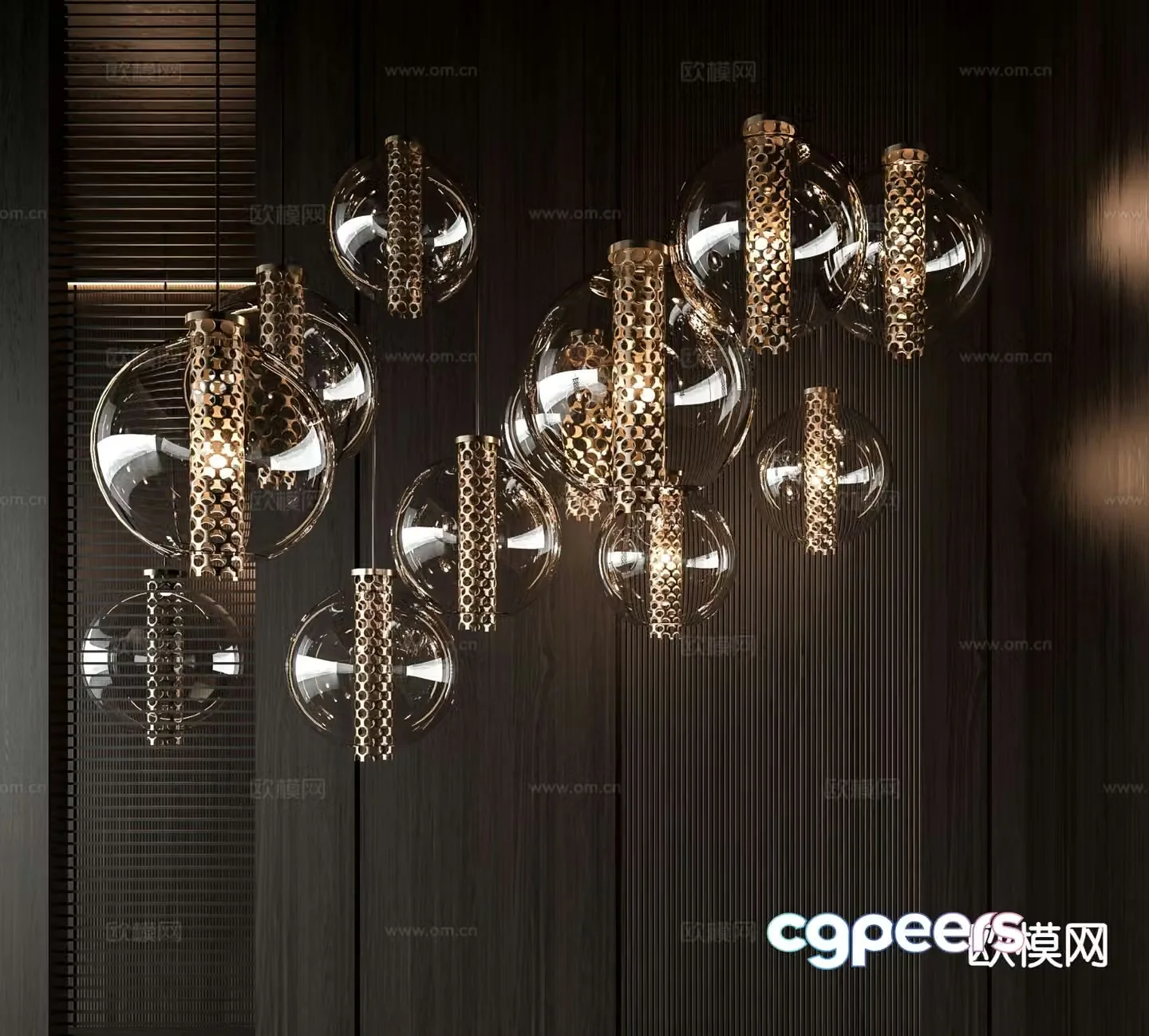Light luxury glass chandelier 3D model