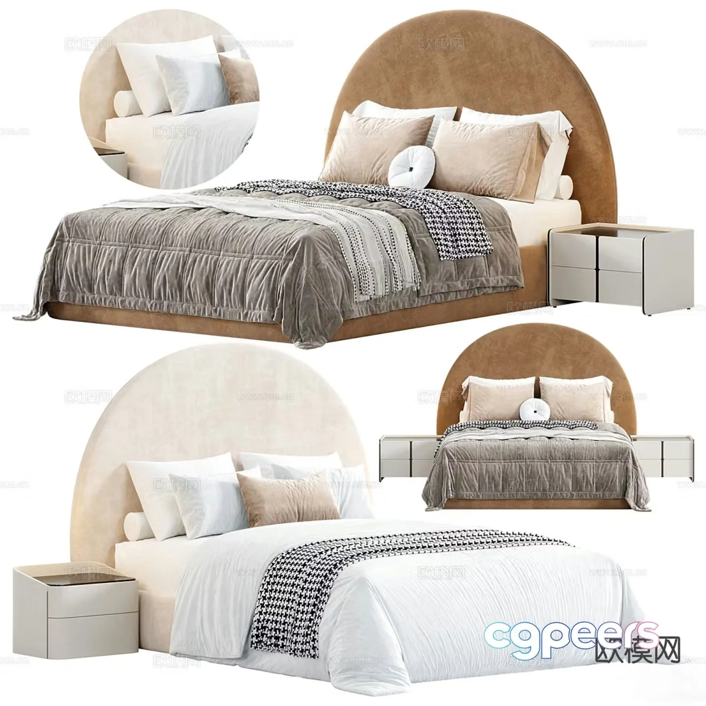 Modern double bed 3d model