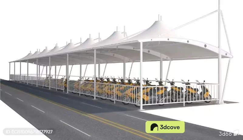 A Covered Outdoor Parking Area For Scooters