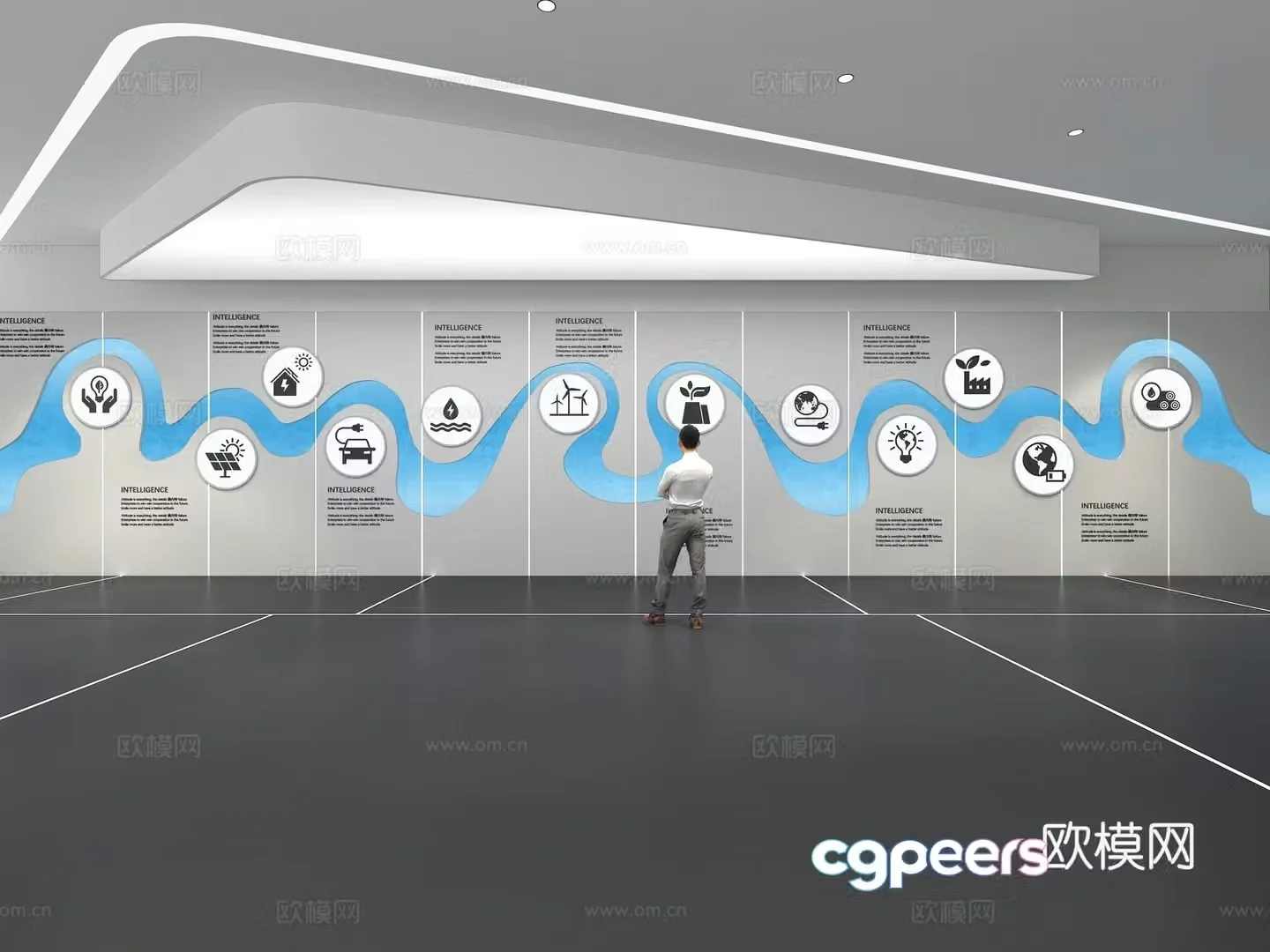 Cultural wall Corporate culture wall Display wall Theme wall Exhibition hall Campus culture Corridor 3D model