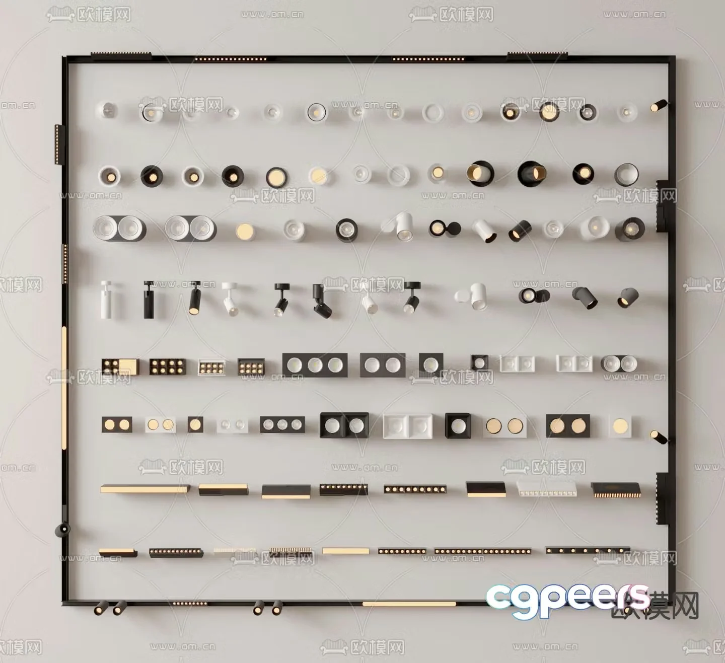 Track spotlight embedded magnetic light linear light turning spotlight downlight bold light 3D model