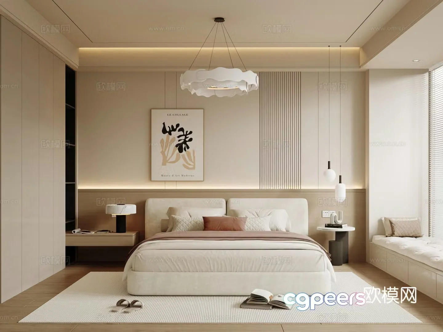 Modern home bedroom master bedroom floor bedroom 3d model
