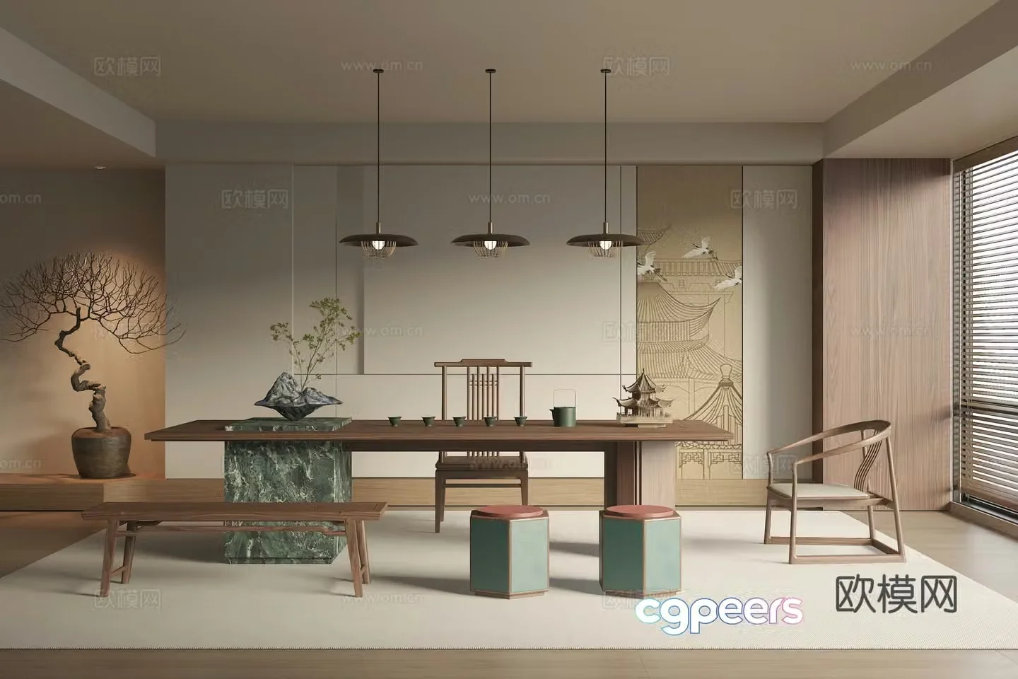 New Chinese tea room 3D model