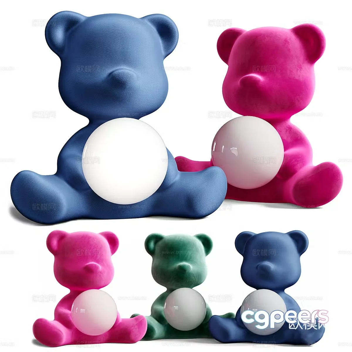 Modern plush bear decorative light 3d model