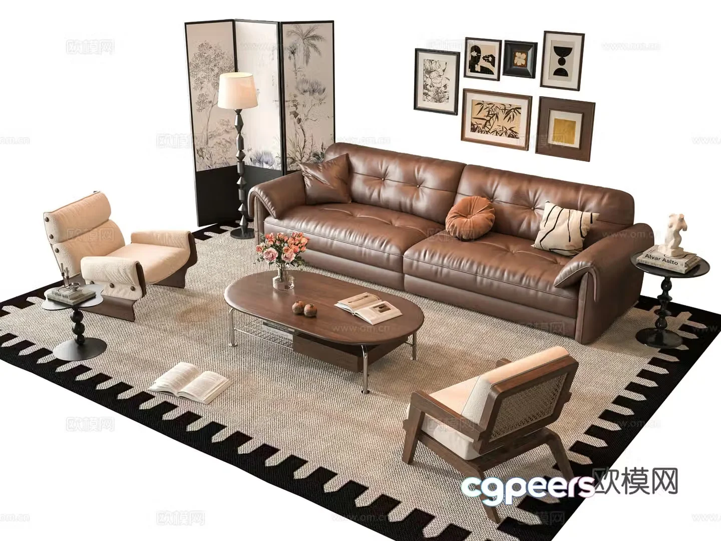 French sofa combination 3D model