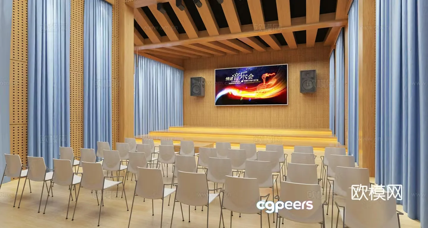 modern cinema conference concert hall 3d model