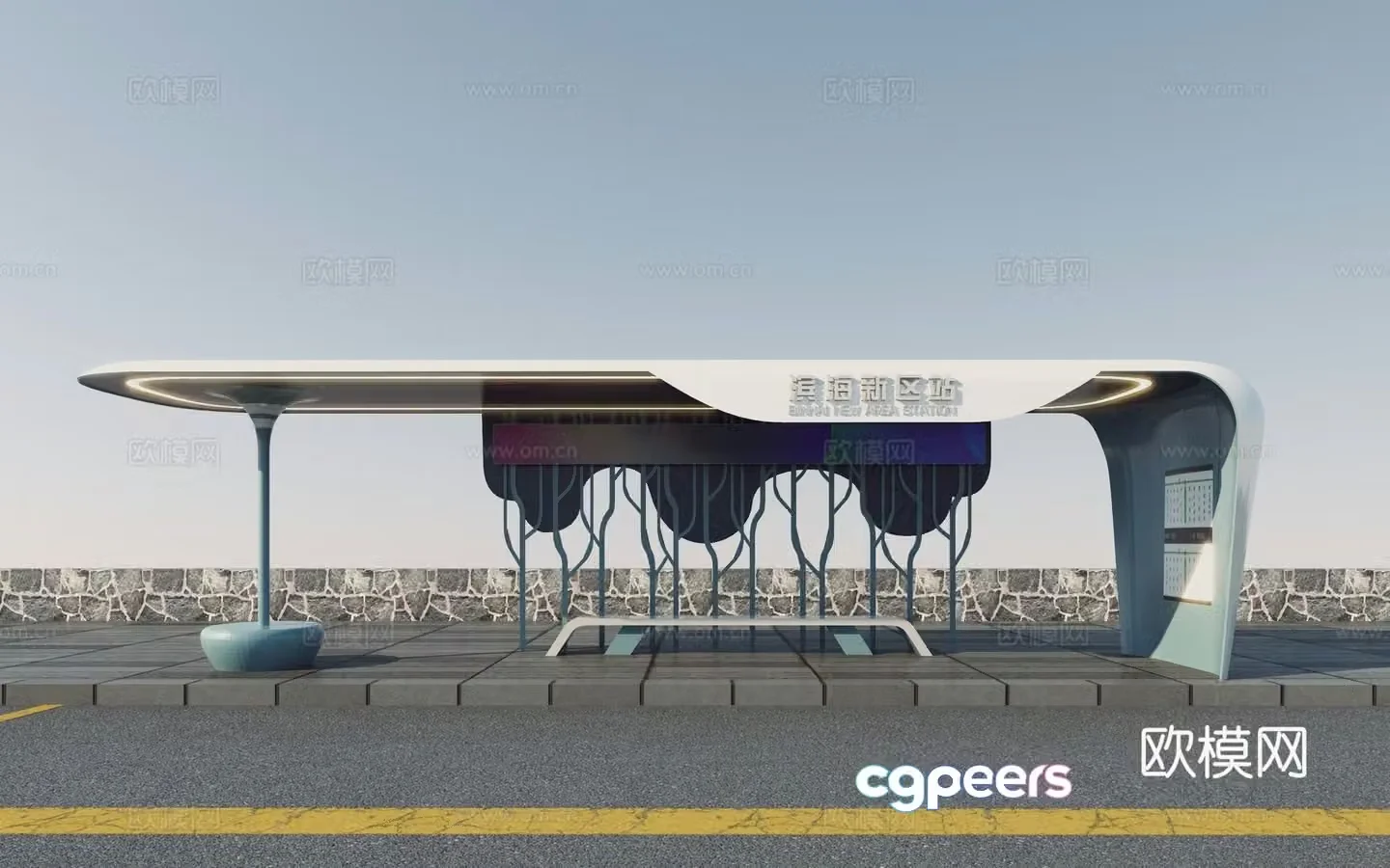 Modern bus stop smart bus stop 3d model