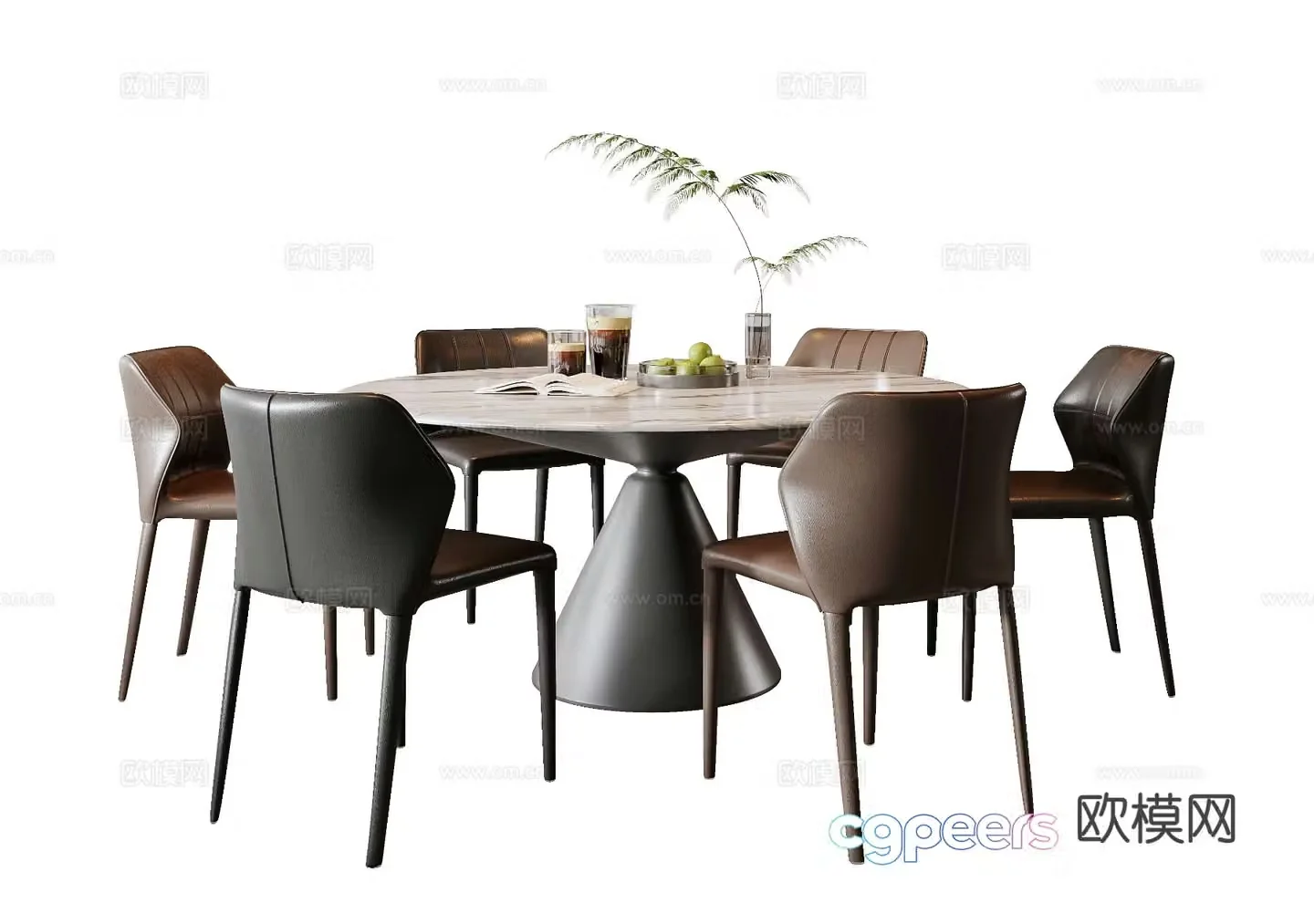 Italian dining table and chairs 3d model