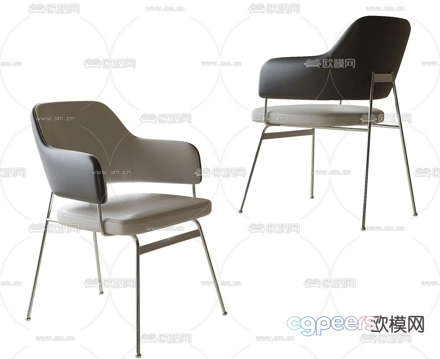Modern dining chair single chair leisure chair 3d model