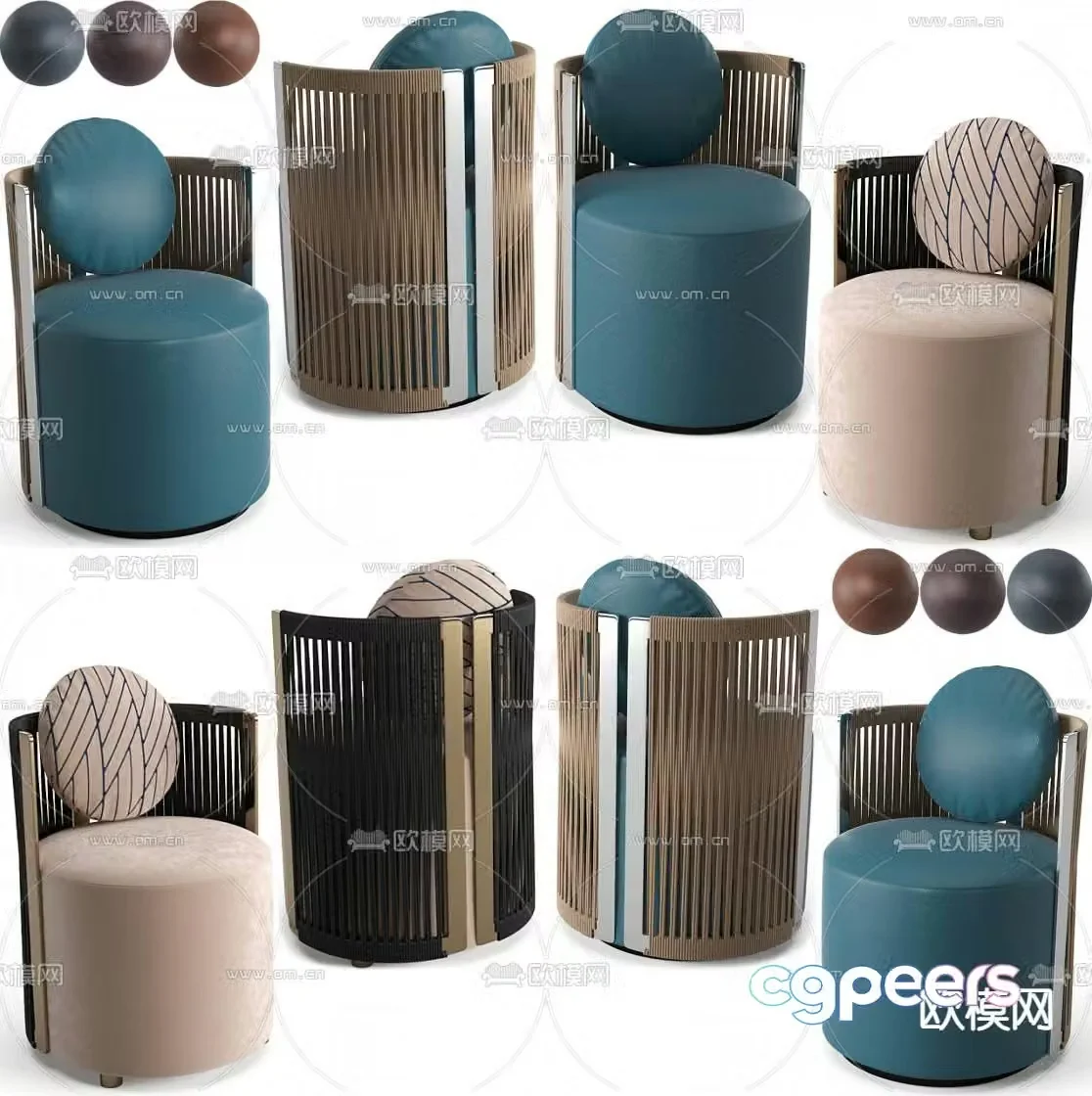 Fendi modern light luxury leather single sofa 3D model