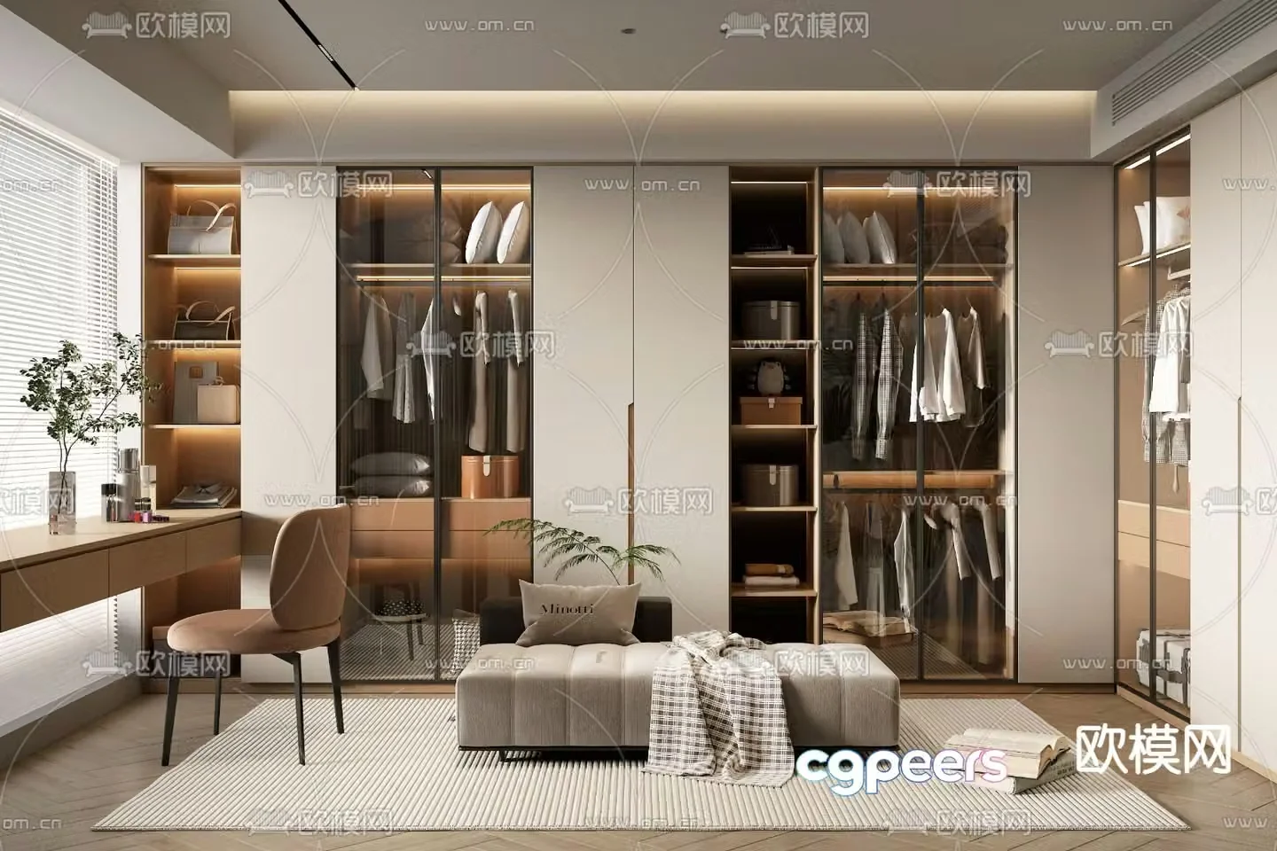 Modern cloakroom changing room 3d model