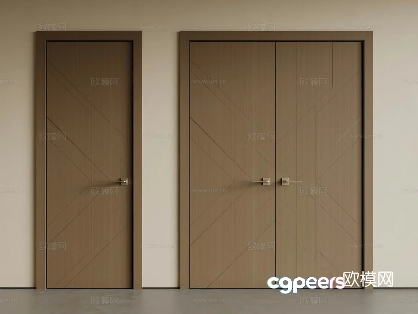 Modern single-open door double-open door wooden door swing door single-open door combination 3D model