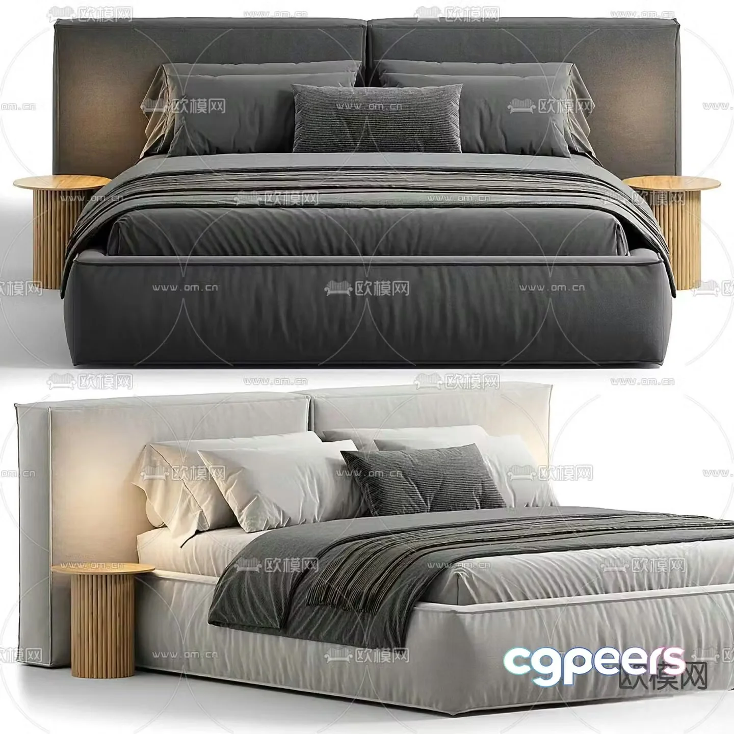 Modern double bed 3d model