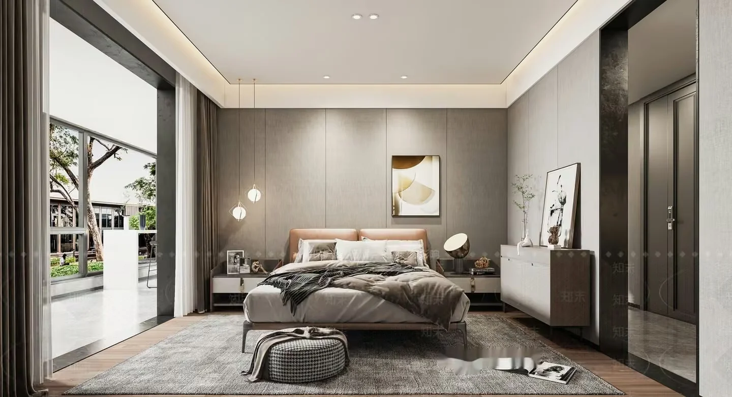 Modern Minimalist Bedroom 3D Model – 15192 – VRAY Render