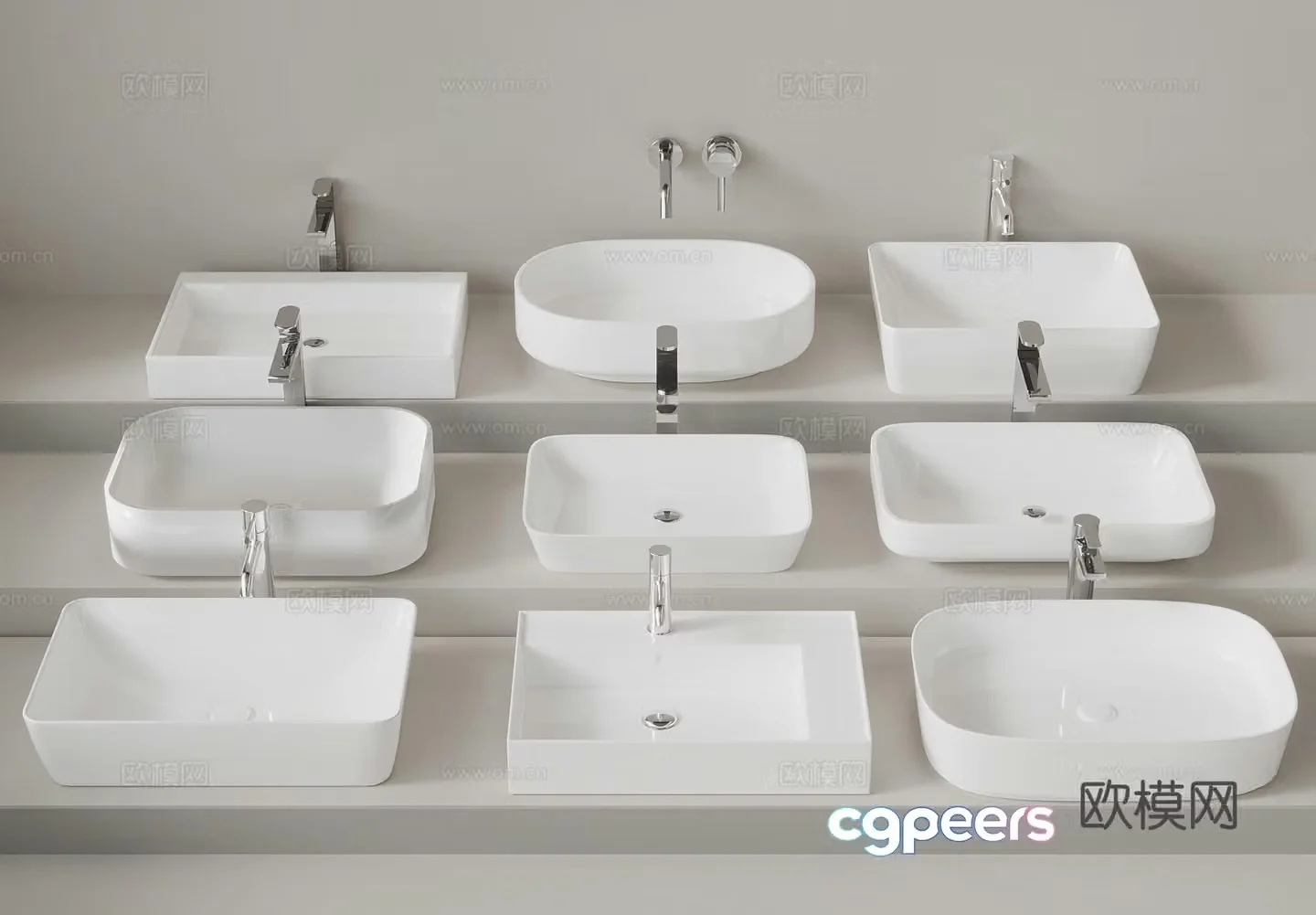 Washing table modern washbasin combination 3D model