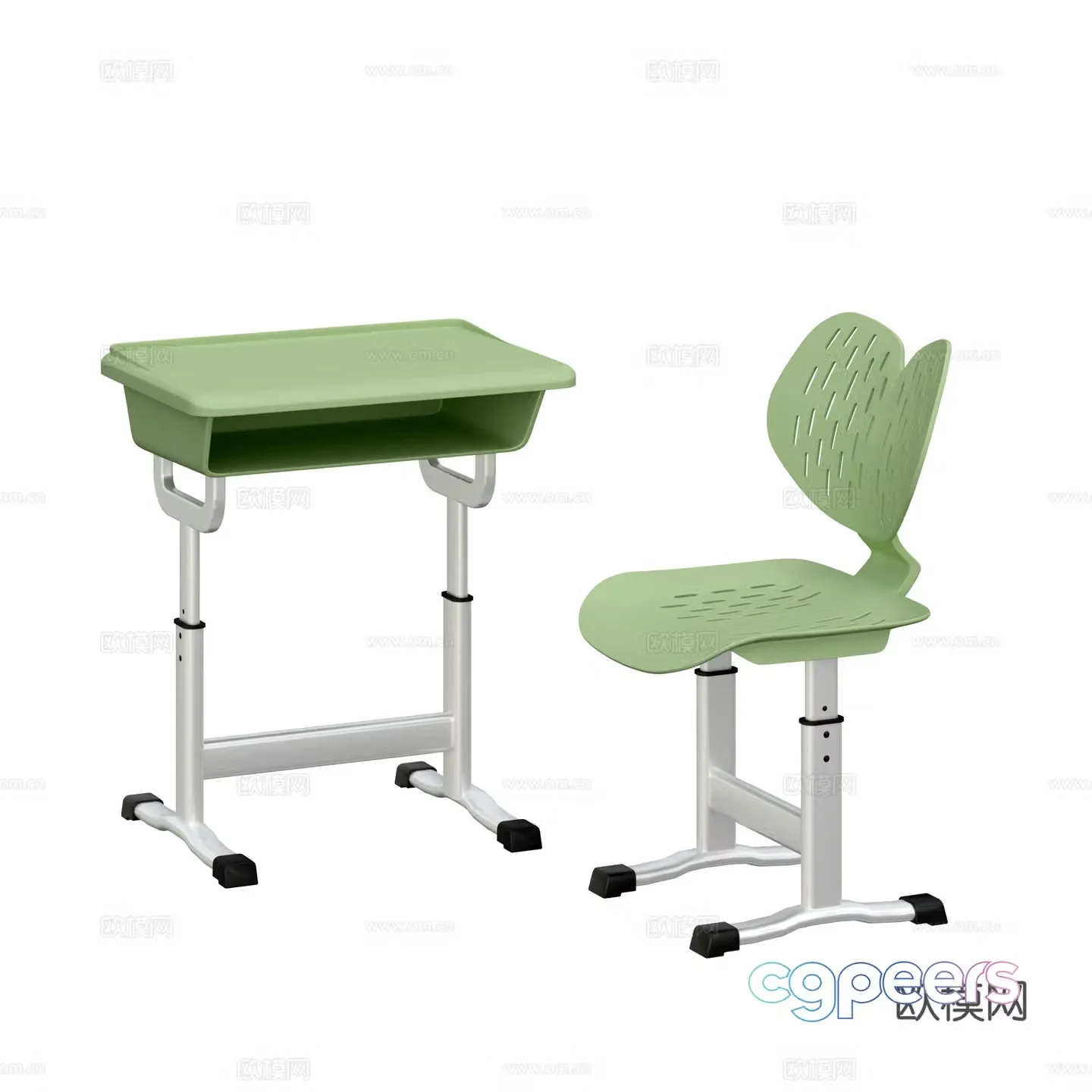 Modern student desk and chair 3d model