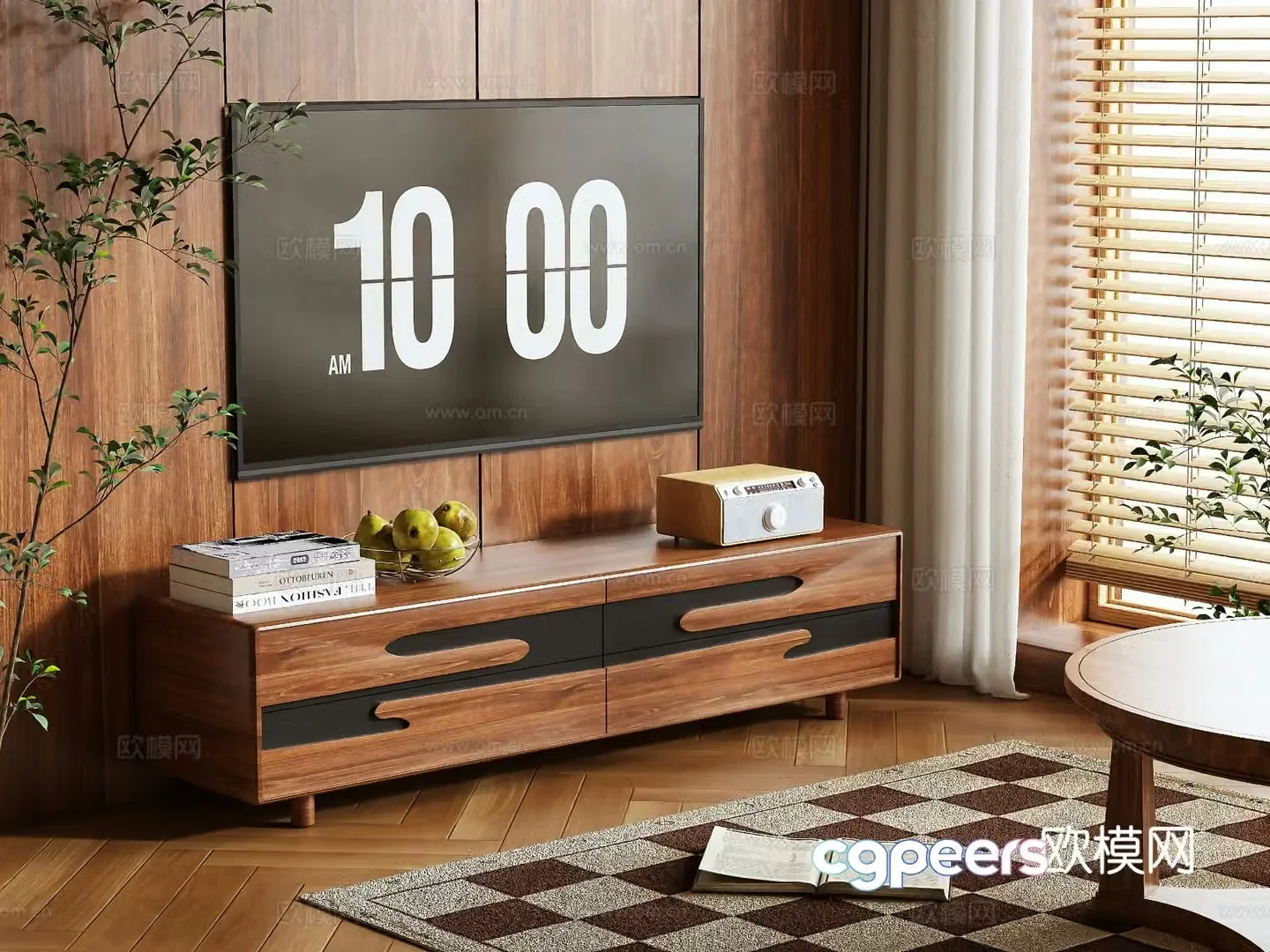 Medieval style TV cabinet 3D model