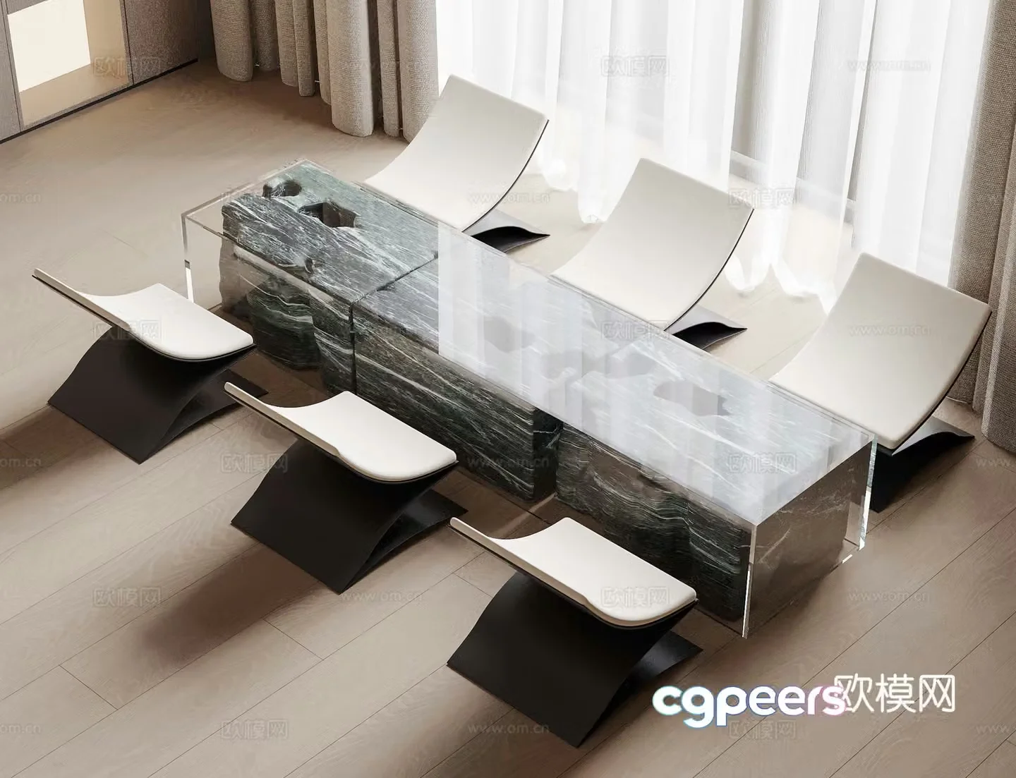 Modern casual table and chair 3d model