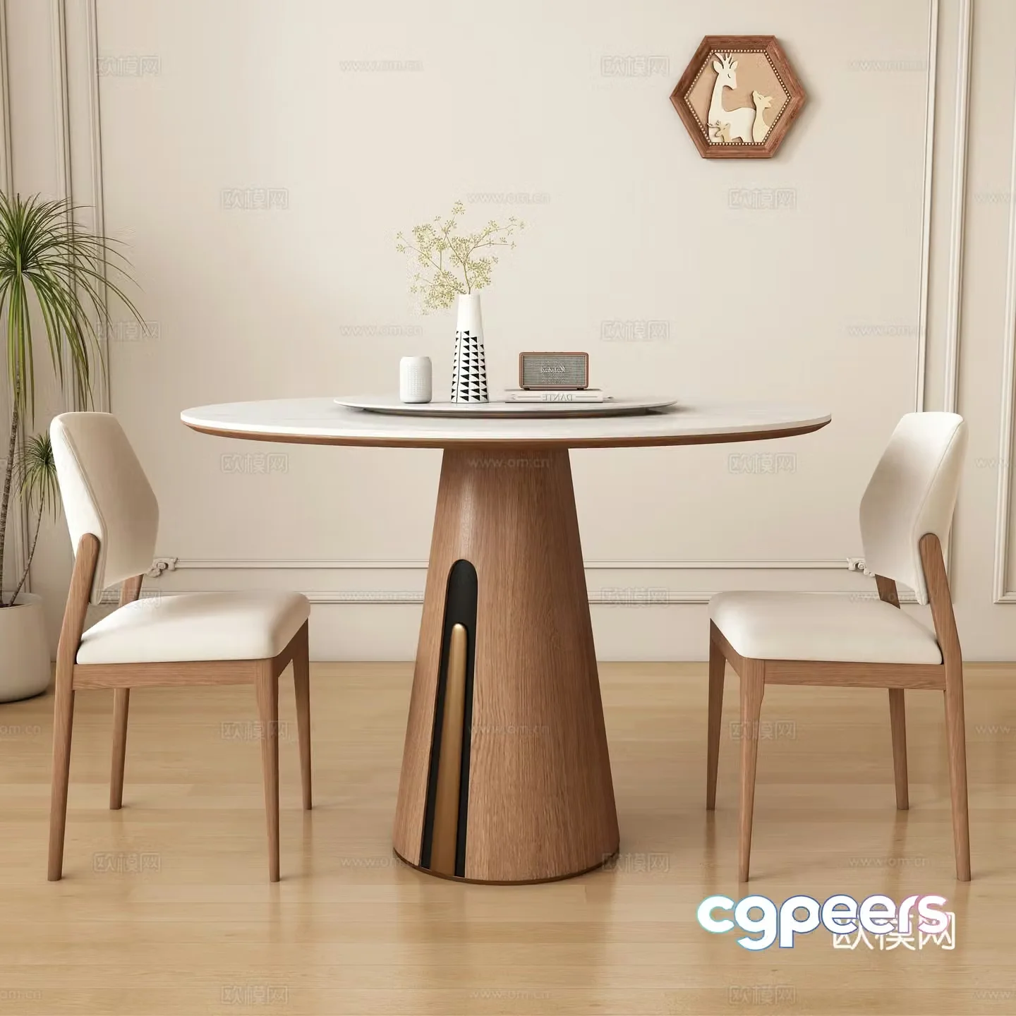 Modern dining table and chair 3d model