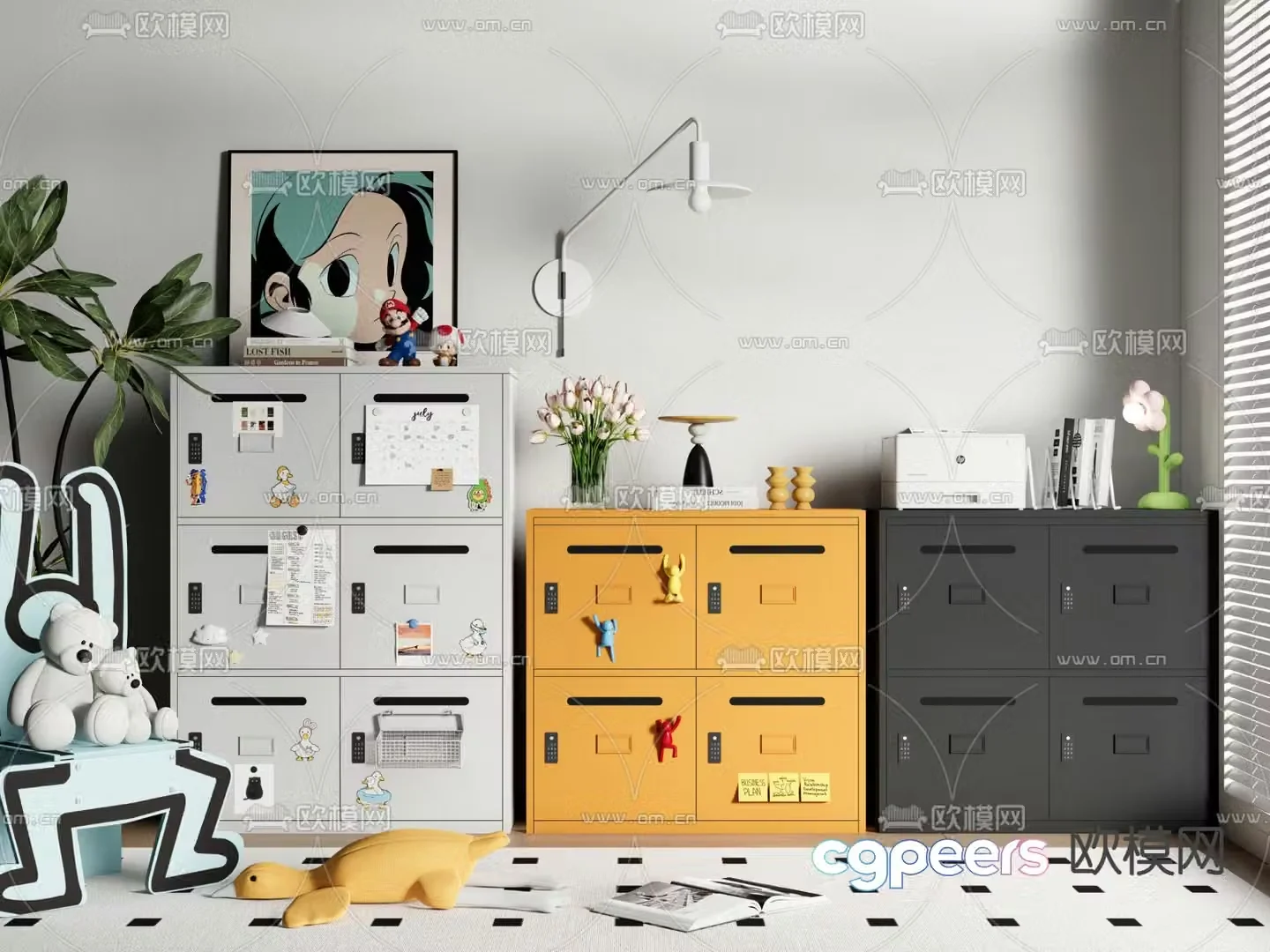 File cabinet iron cabinet locker 3d model