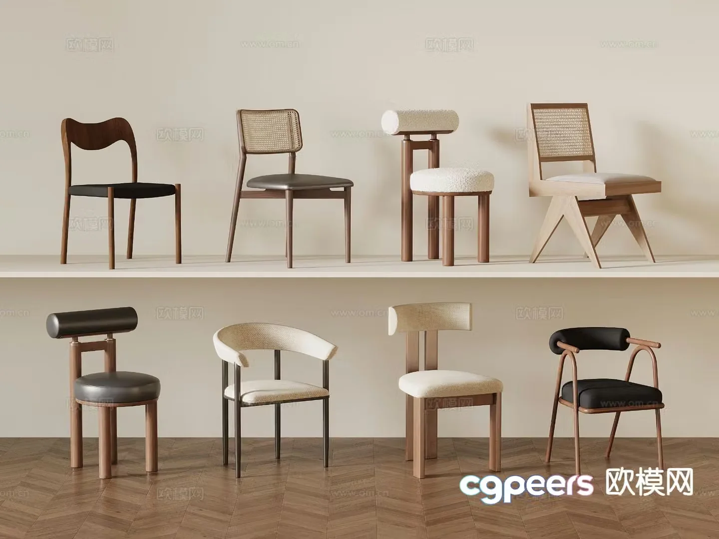Medieval style single chair dining chair 3d model