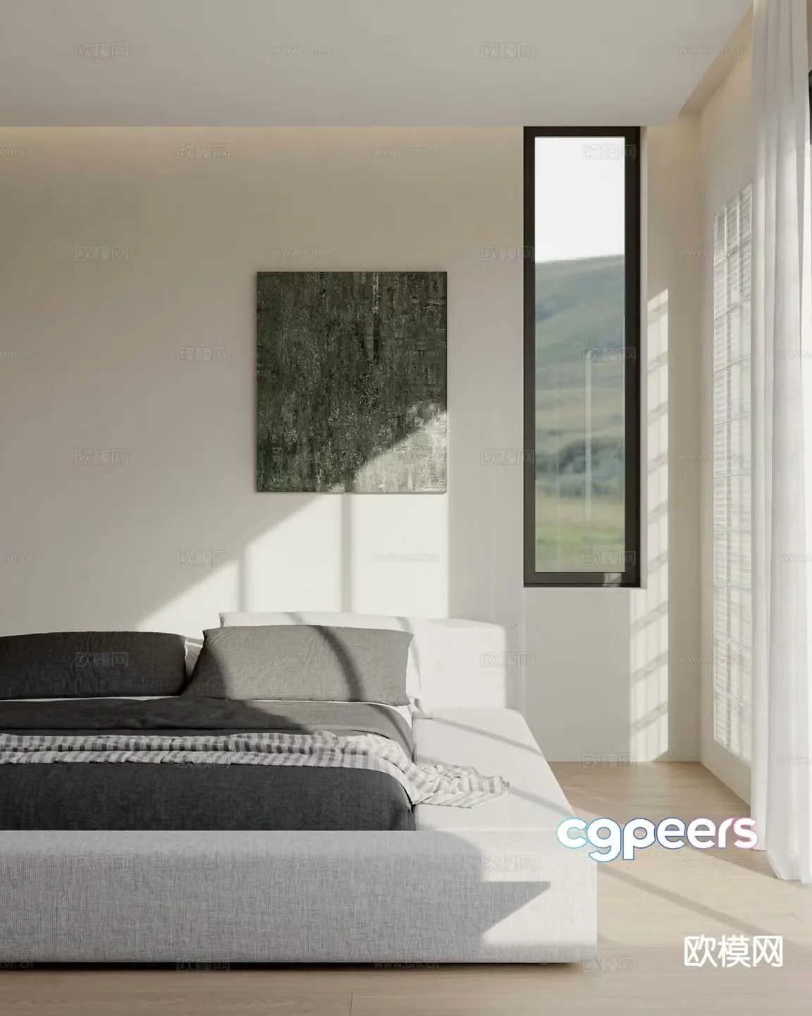 Modern double bed 3d model
