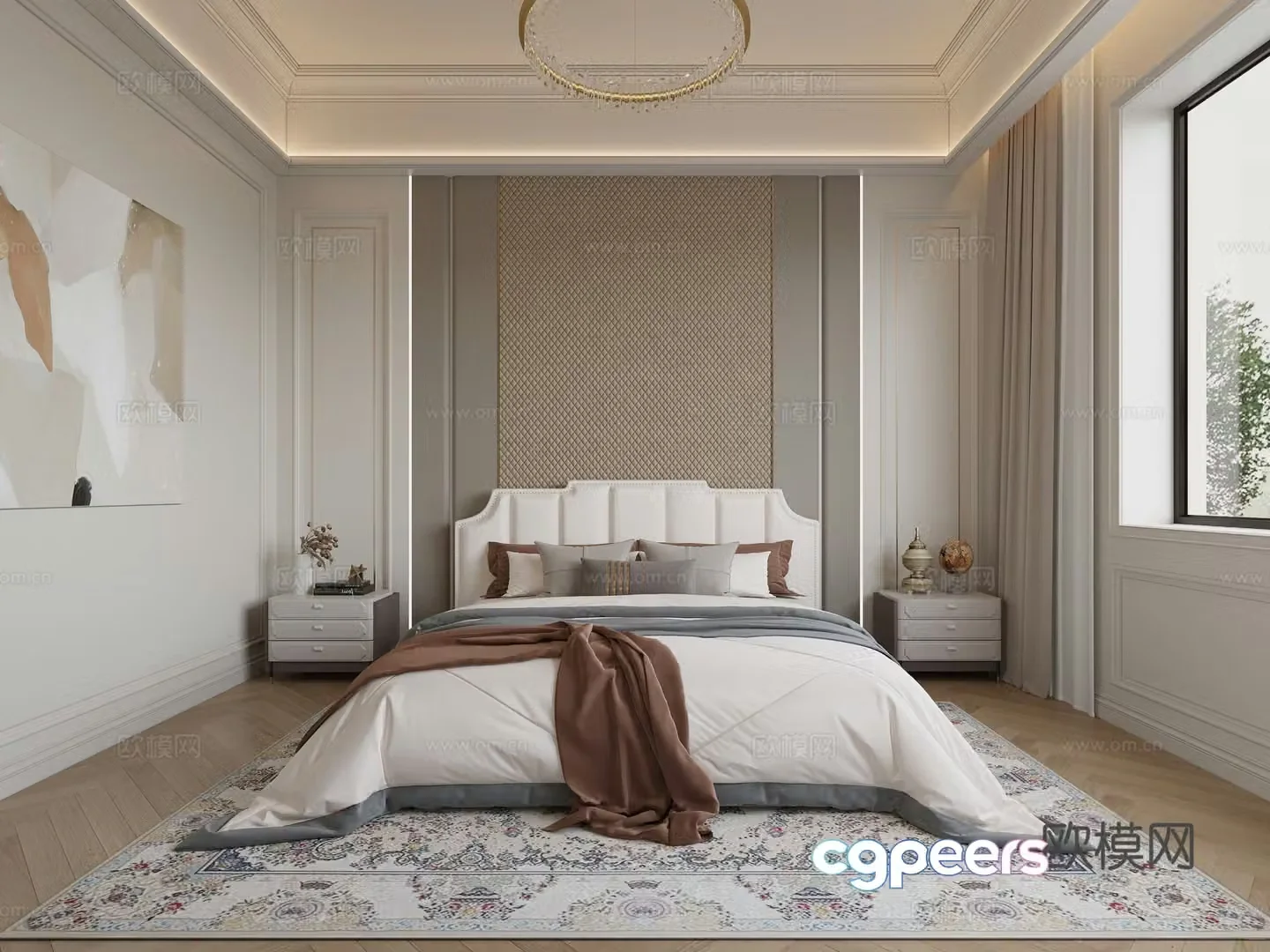 Simple European bedroom 3d model