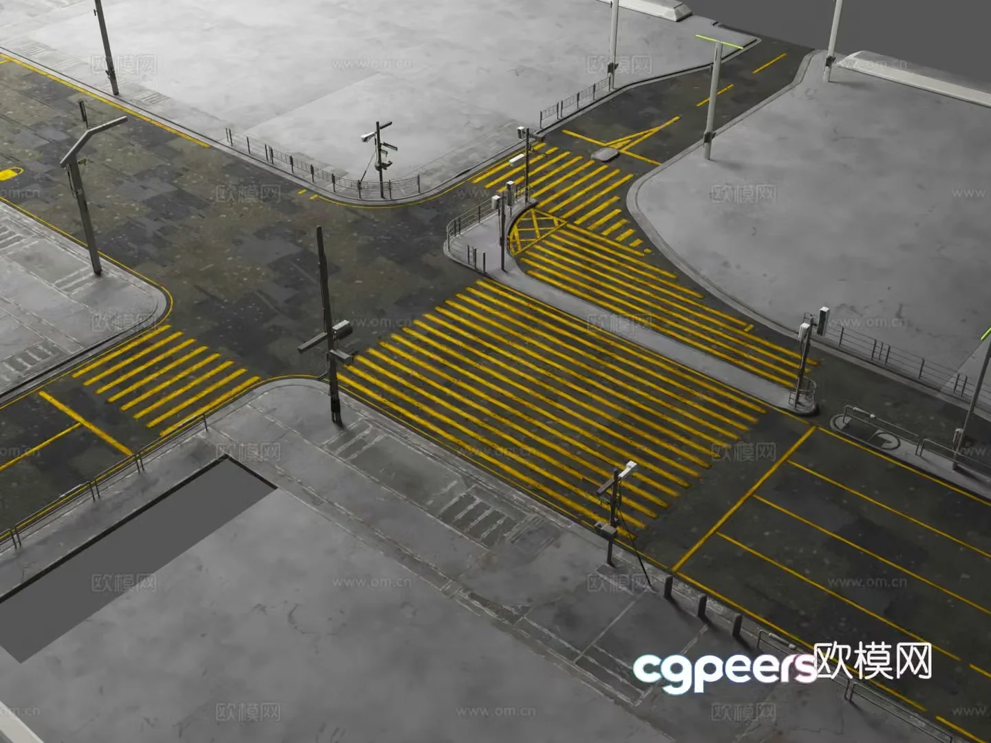 Street highway intersection Cyberpunk Future science fiction theme Highway intersection 3d model