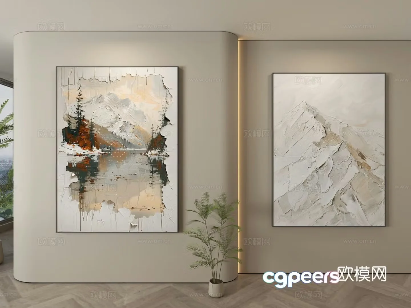 Modern texture painting decorative painting 3D model