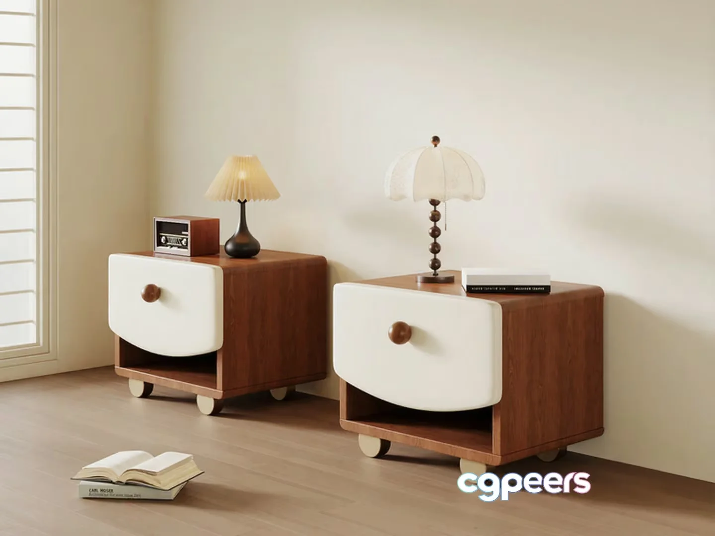 Mid-Century Modern Nightstands 3D Model – 13567 – VRAY Render
