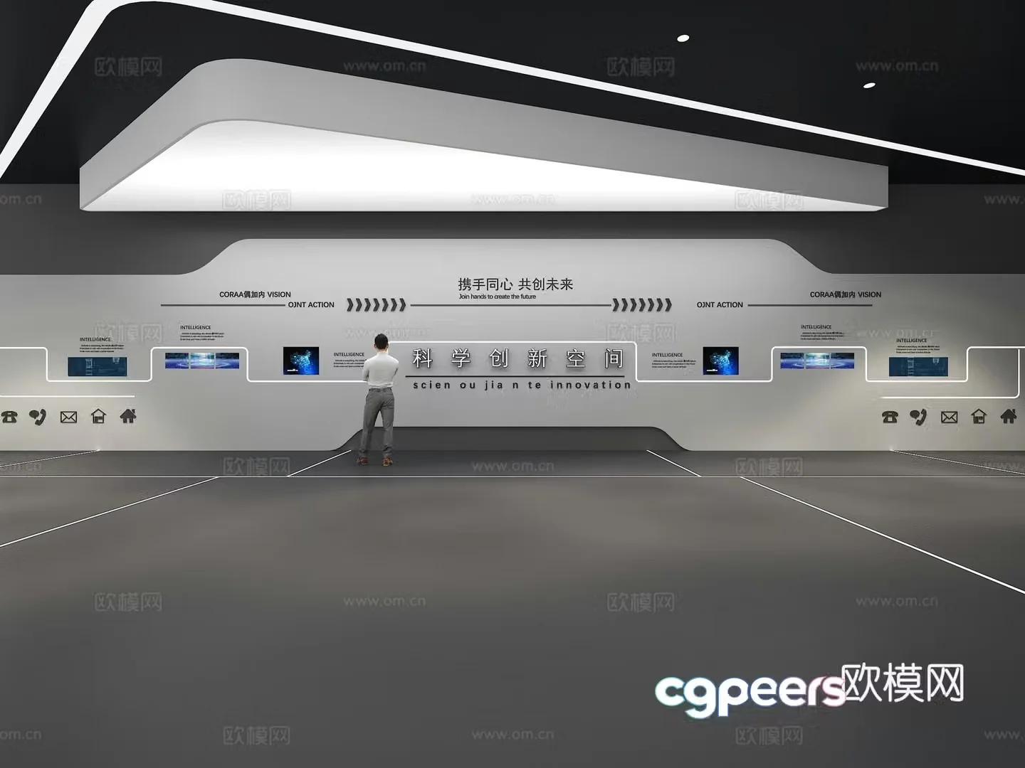 Cultural wall Corporate culture wall Display wall Theme wall Exhibition hall Campus culture Corridor 3D model