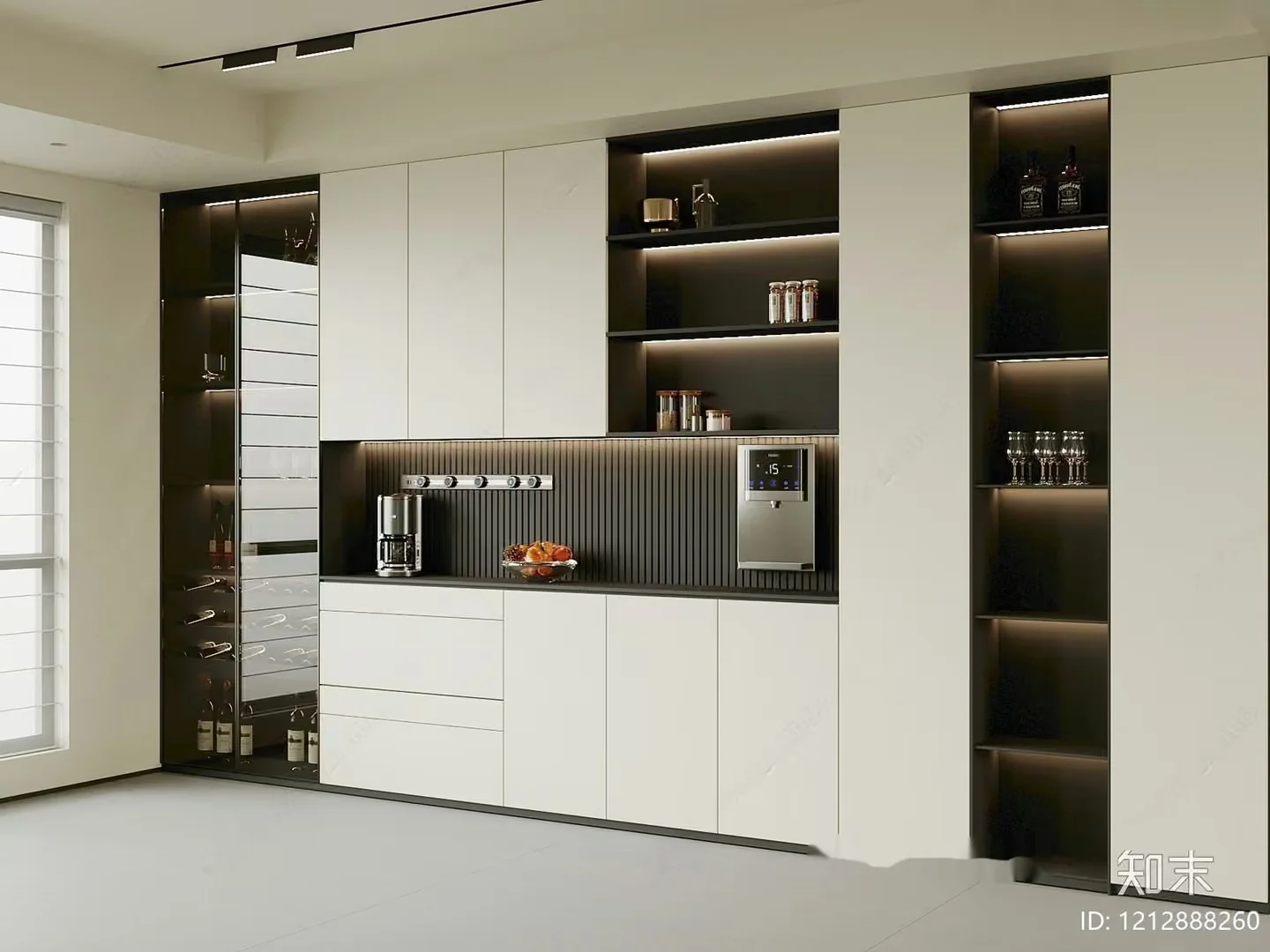 Modern Kitchen With White And Black Cabinets 3D Model – 17204 – VRAY Render