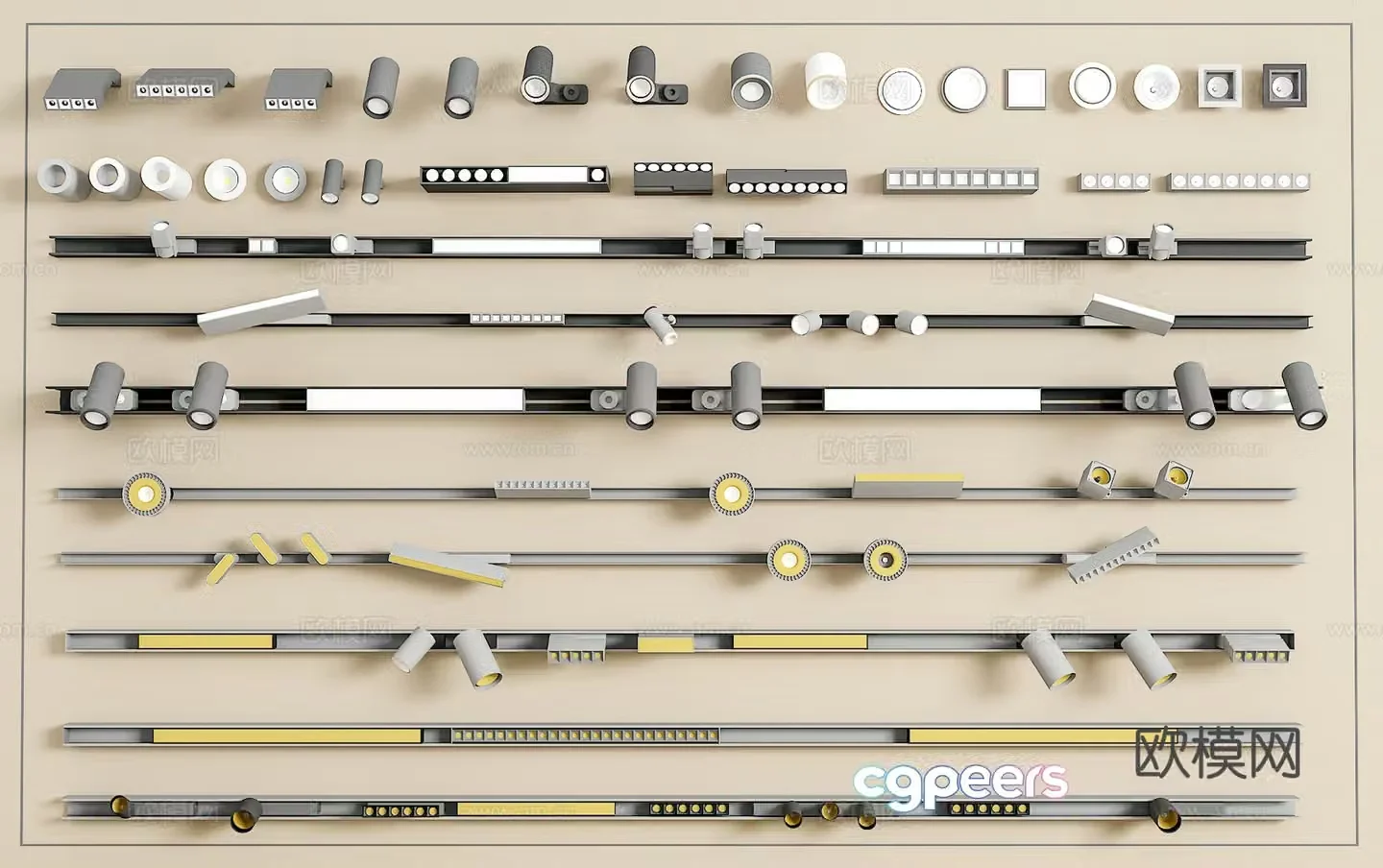 Track spotlight downlight linear lamp embedded downlight magnetic spotlight 3D model