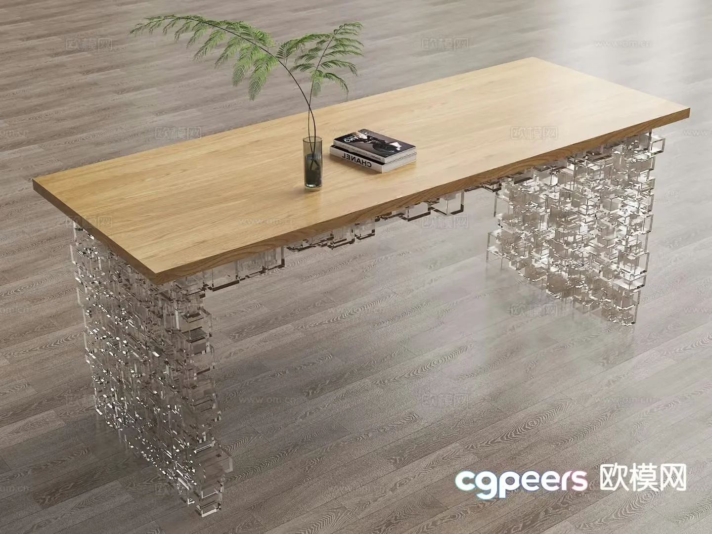 Acrylic dining table long table 3d model