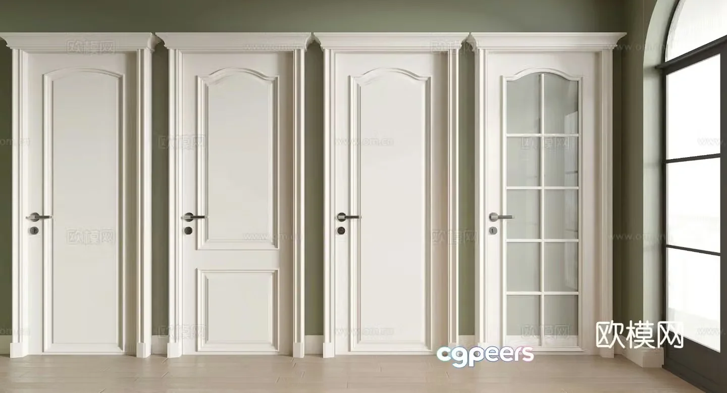 French door entrance door swing door 3d model