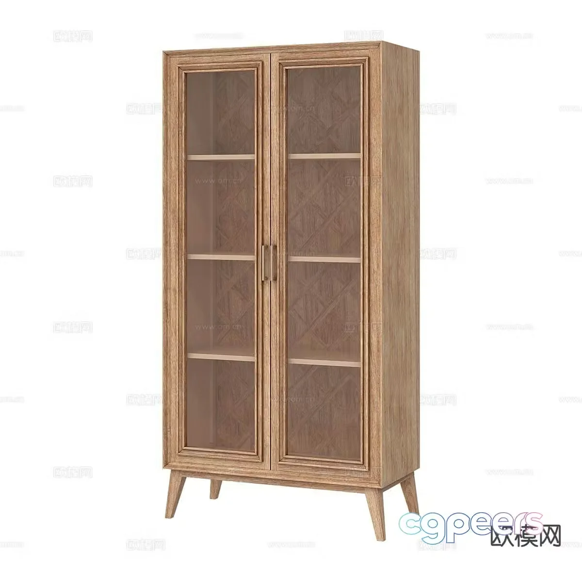 Nordic bookcase solid wood bookcase 3d model