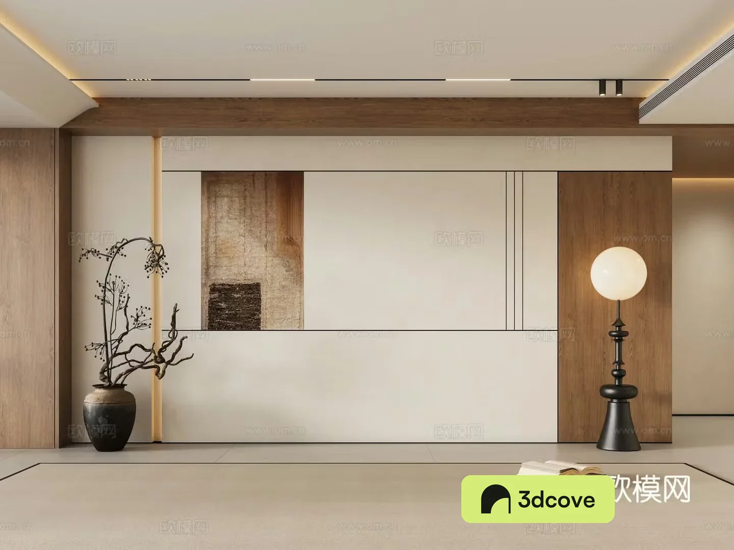 Medium style living room sofa background wall 3d model