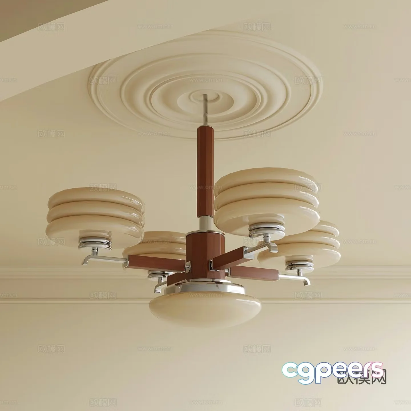 Middle-aged chandelier Multi-head chandelier 3d model