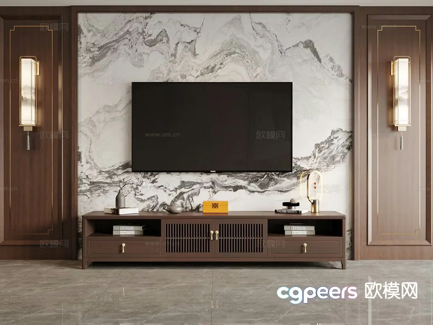 New Chinese style TV cabinet 3d model