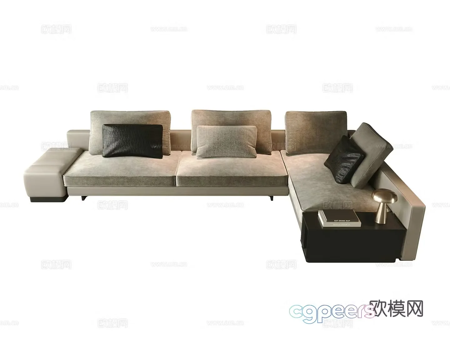 Modern corner sofa multi-person sofa 3d model