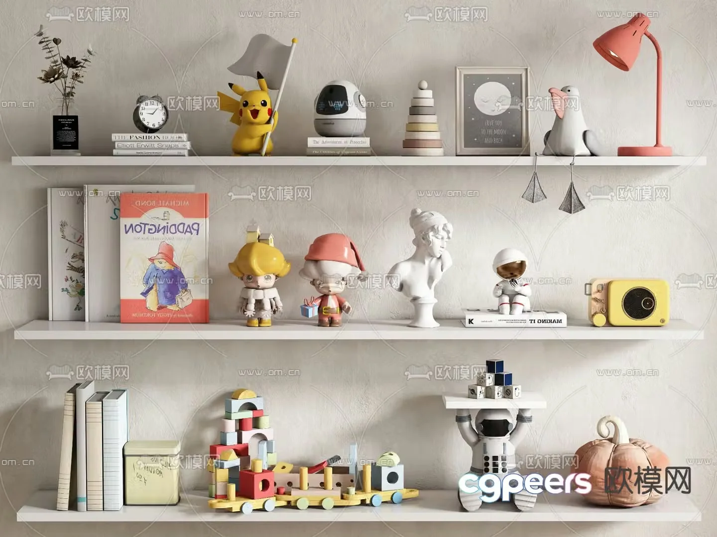 Children’s decorations cartoon ornaments Pikachu sculptures building block train 3D model