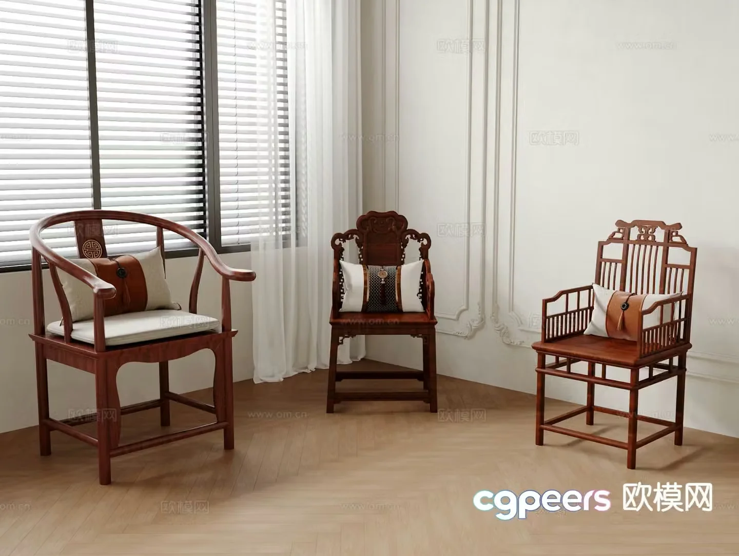 Chinese style chair armchair single chair Taishi chair 3d model