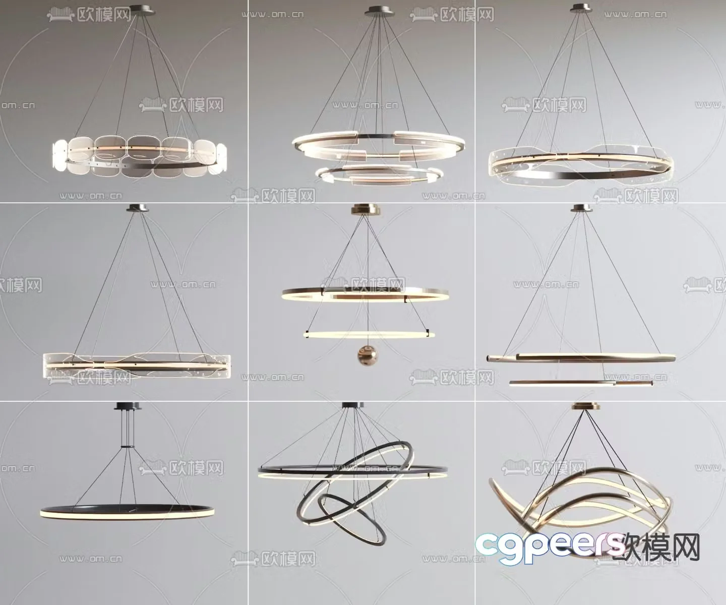 Light luxury chandeliers Restaurant chandeliers 3D model