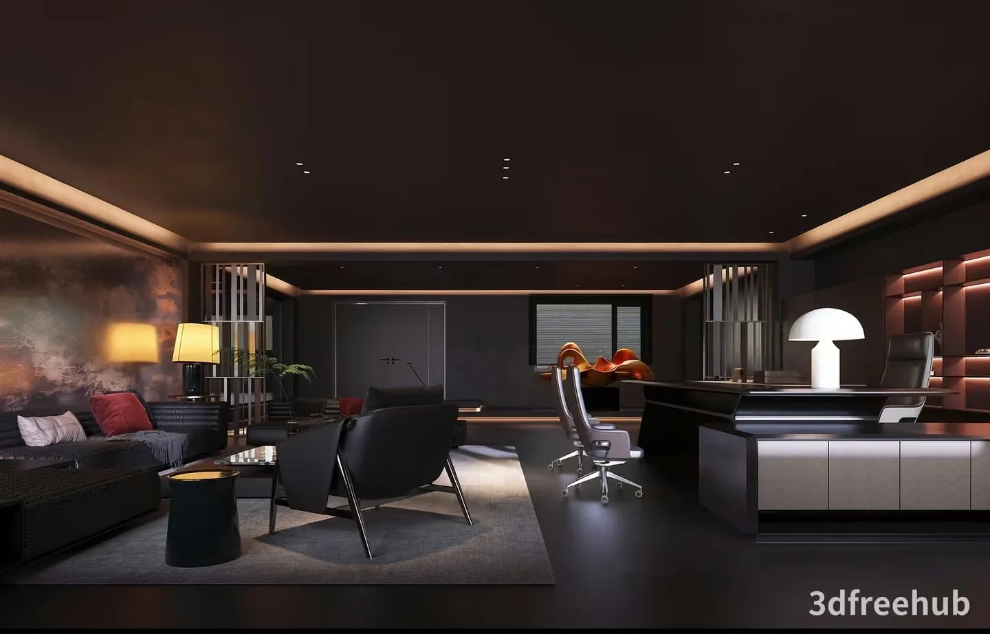 Modern Office Space 3D Model – 21158 – VRAY Render