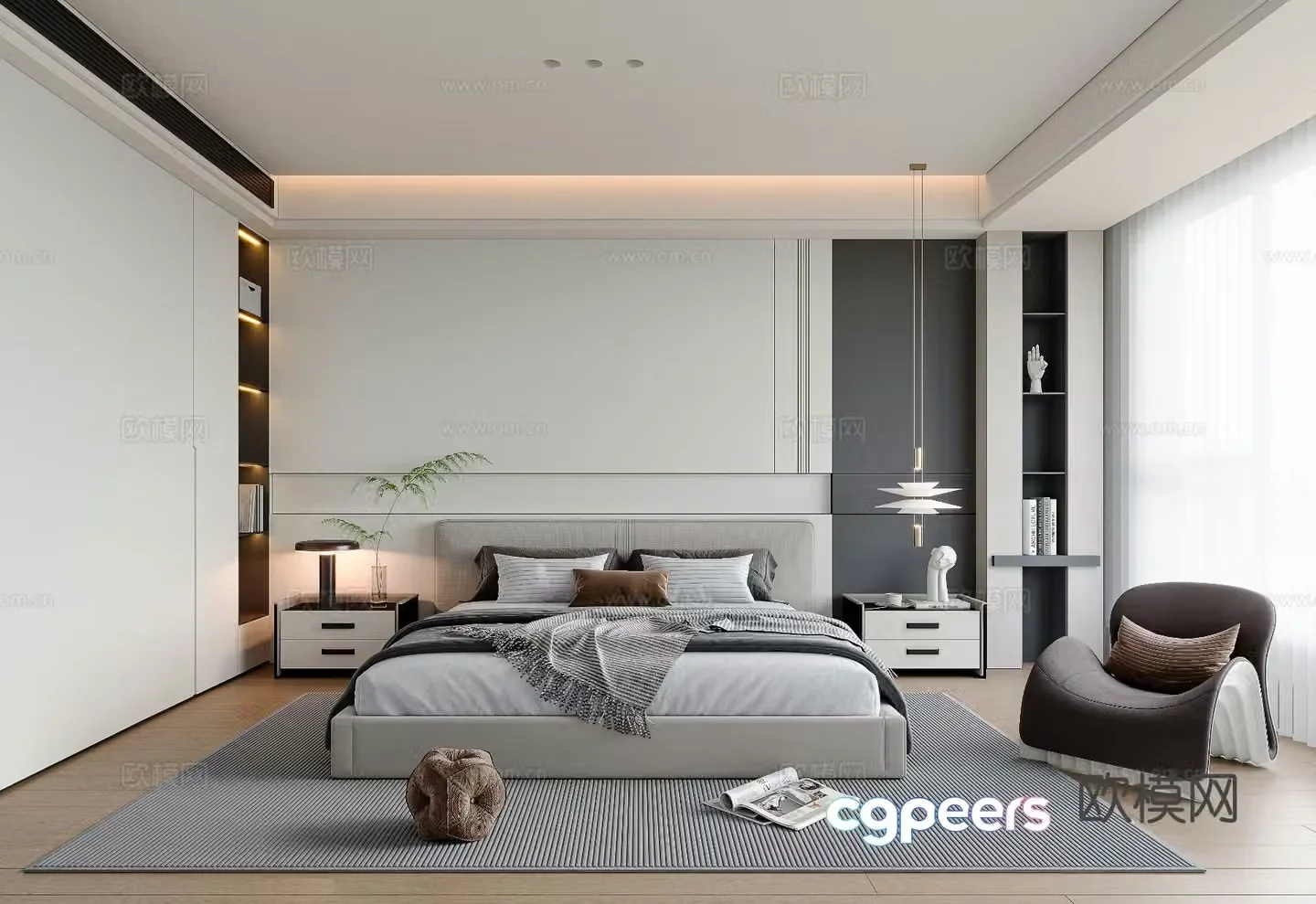 Modern bedroom master bedroom 3d model