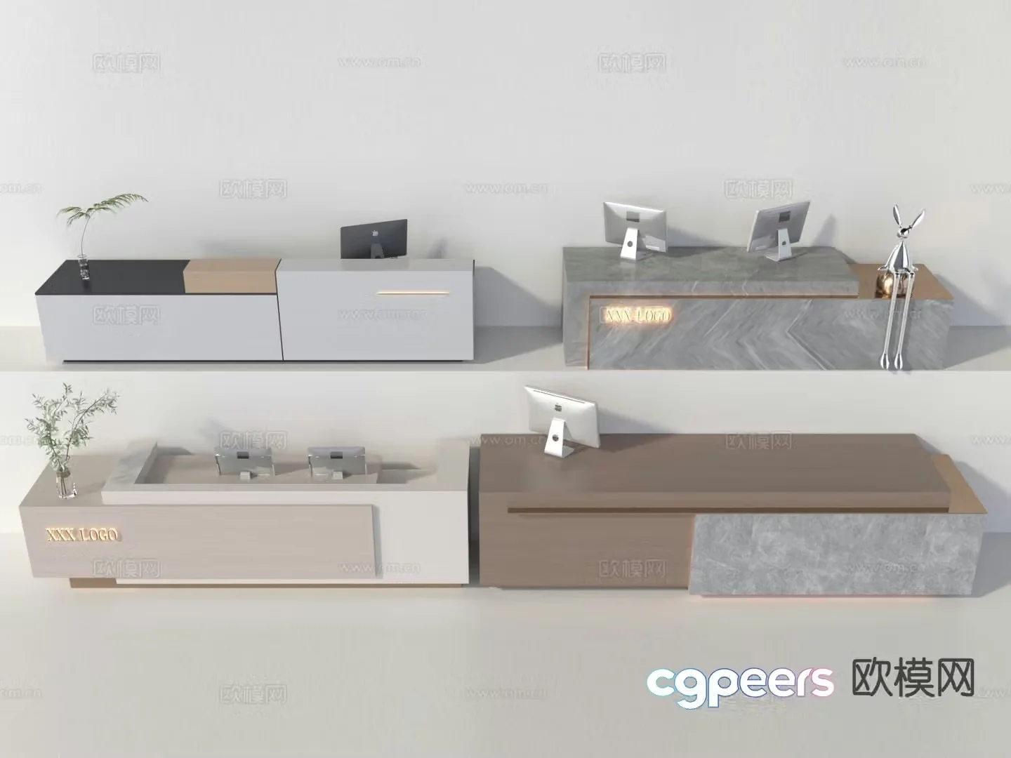 Front desk reception desk service desk 3d model